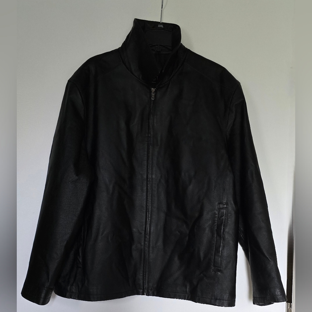 Haggar Men's Genuine Leather Jacket | Black | 2XL